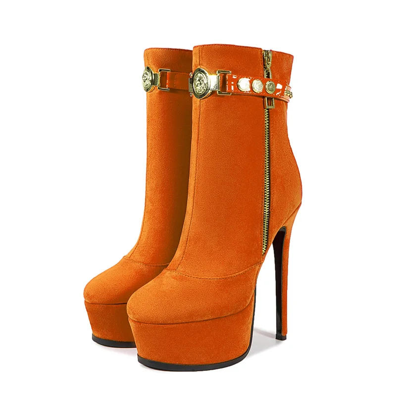YMECHIC New Brand Platform Ankle Boots for Ladies Fashion Mature High Heels Short Booties Zipper Party Women Shoes Winter 2026