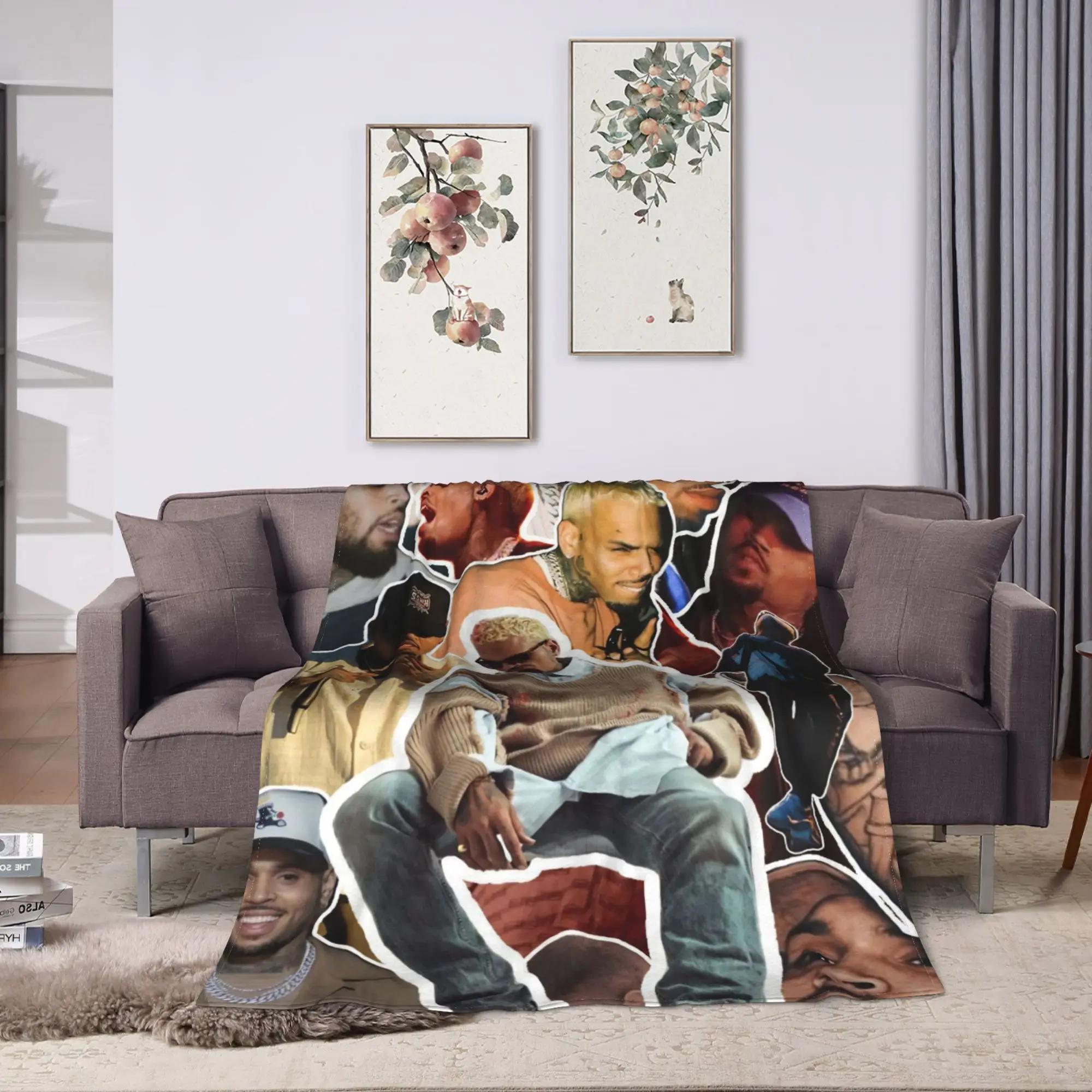 بطانيات كريس براون بريزي باول XX جولة جودة الفراش الناعمة يلقي الشتاء نزهة ديكور المنزل مفرش سرير مريح #2