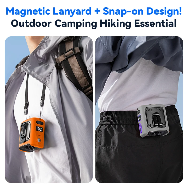 MUXNW مشبك مروحة الخصر المحمول ventilador cintura ارتداء على حزام تحت الملابس السراويل حزام الخصر 【حماية من قطرة الأكمام من السيليكون】