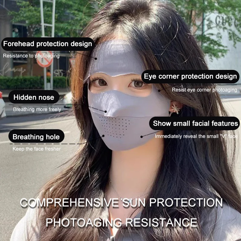 Ice Silk Full Face Sun Mask Women Summer Anti-Ultraviolet Riding Face Gini Sun Masks