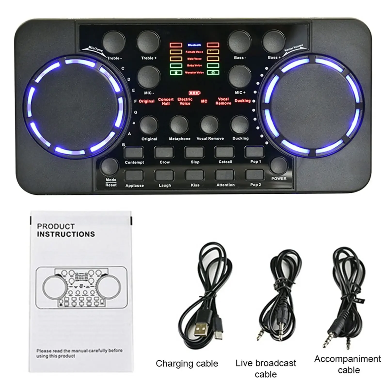 V300 Pro Sound Card Bluetooth-compatible Audio Interface Mixer DJ Digital Effect Noise Reduction Console USB Record For Singing