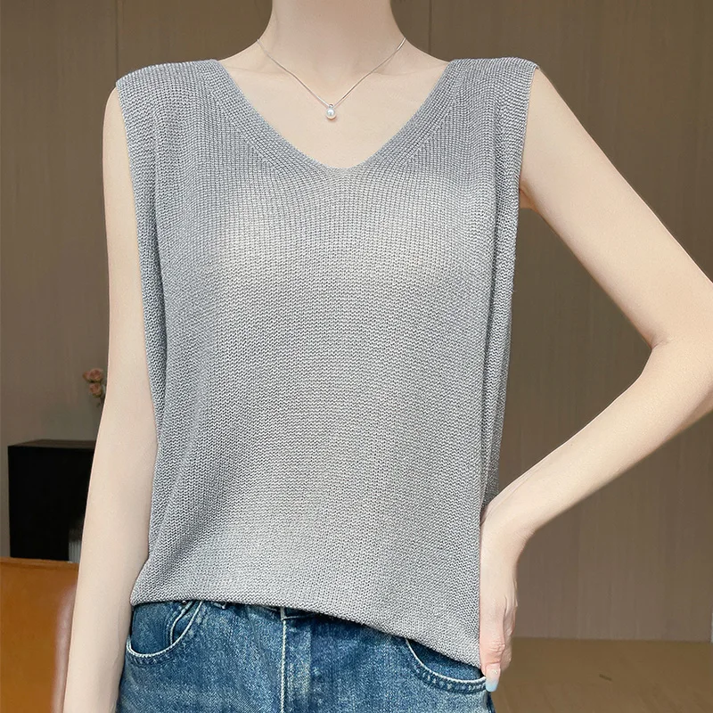 المرأة 100% سترة كتان الخامس الرقبة سترة قصيرة أسلوب بسيط الصيف الباردة سترة الراقية بلون بلوزة الملابس النسائية