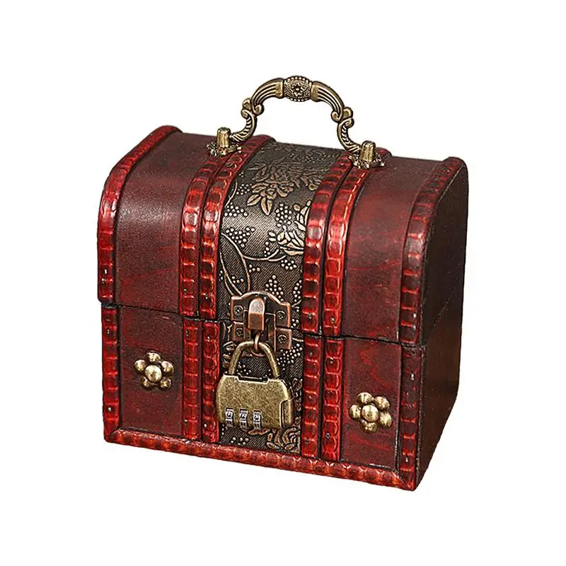

Vintage Chest Box Lockable Retro Pirate Trinket Storage Organizer Case Memory Box With Lock For Better Preservation Coin