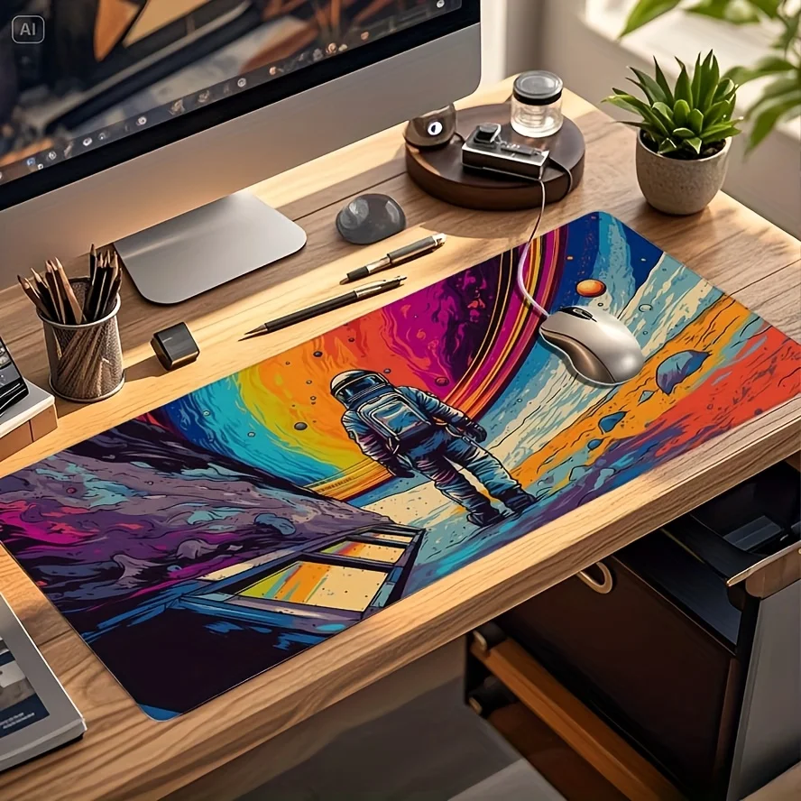 Astronaut Space Gaming Mouse Pad Large Non-Slip Rubber Desk Mat for Office and Travel