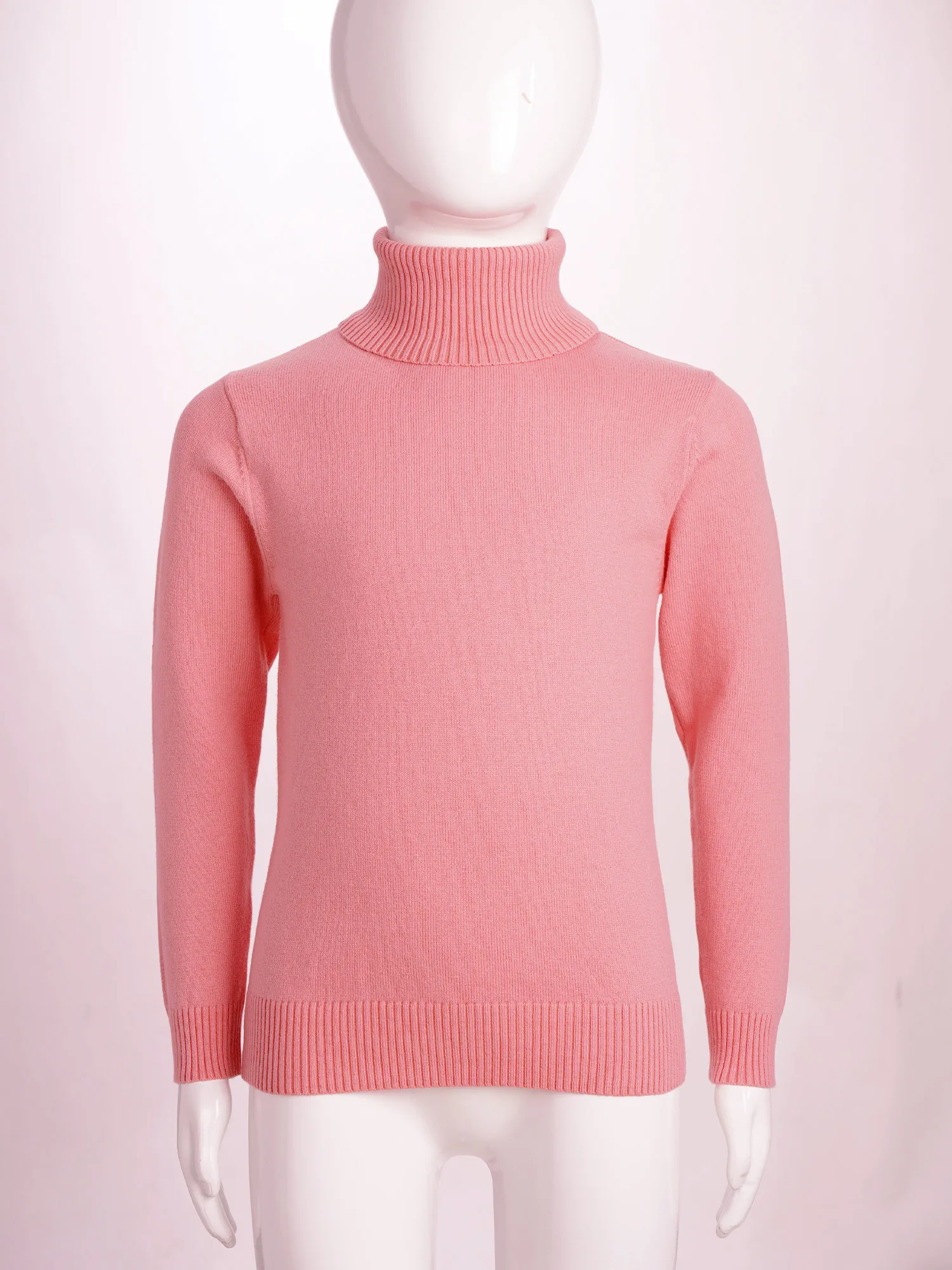 Girls Boys Turtleneck Sweater Casual Solid Long Sleeve Knitted Pullover Tops Warm Knitwear Spring Autumn Winter Baby Clothes