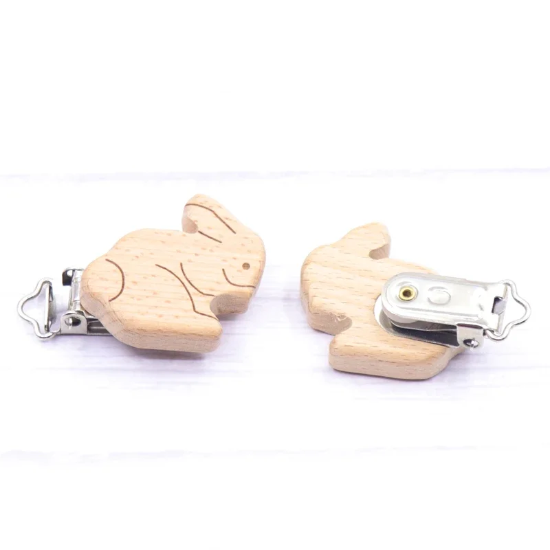 Pacifier Clip 30pc Rabbit Shape Woodcut Custom Baby Wooden Pacifier Clip Baby Teether Neutral Surprise Gift