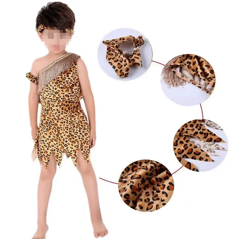2025 Meninos meninas africano 오리지널 selvagem crianças wildman 코스프레 trajes roupas crianças festa adereços dia das bruxas