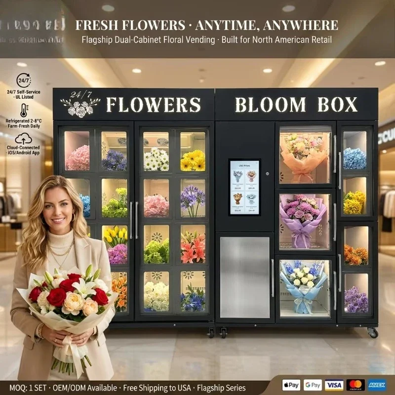 Inteligentny Automat Do Kwiatow Chlodzony Ekran Dotykowy 4G Zdalne Sterowanie Do Kwiaciarni Hotelu Supermarketu Vending