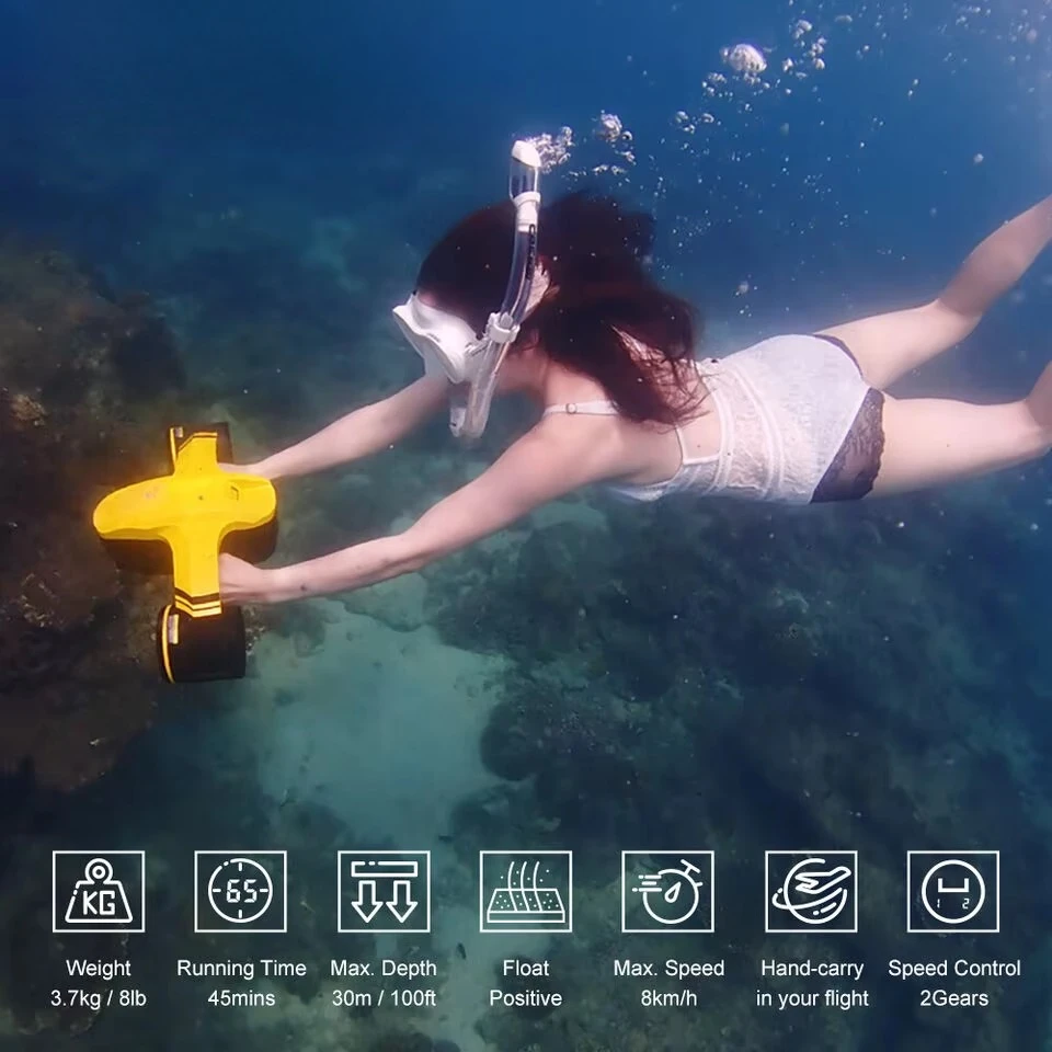 800W 100ft Depth 45min Underwater Robot Sea Scooter Swimming Underwater Scooter Modular Pool Fast Speed ROBOSEA SeaFlyer