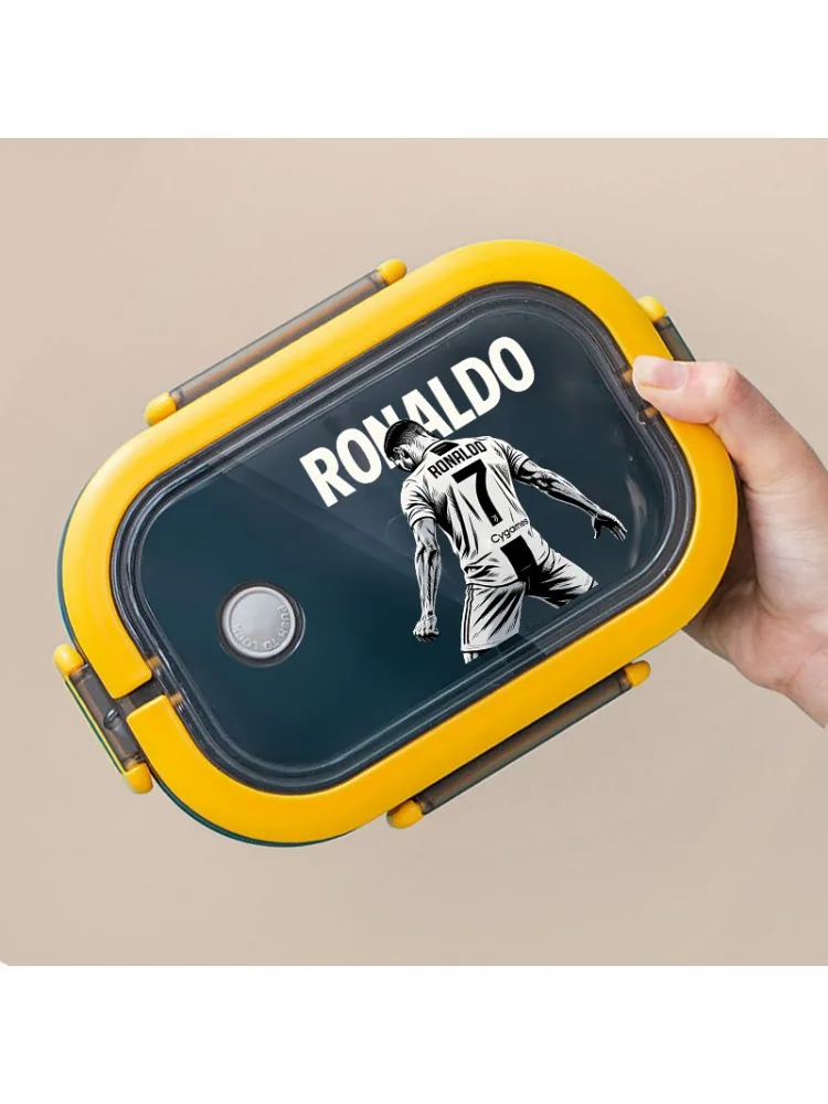 Cristiano Ronaldo Bento-Lunchbox, CR7-Lunchbox mit Cartoon-Aufdruck, doppelschichtig, große Kapazität, Behälter zur Aufbewahrung von Lebensmitteln, Geburtstagsgeschenke