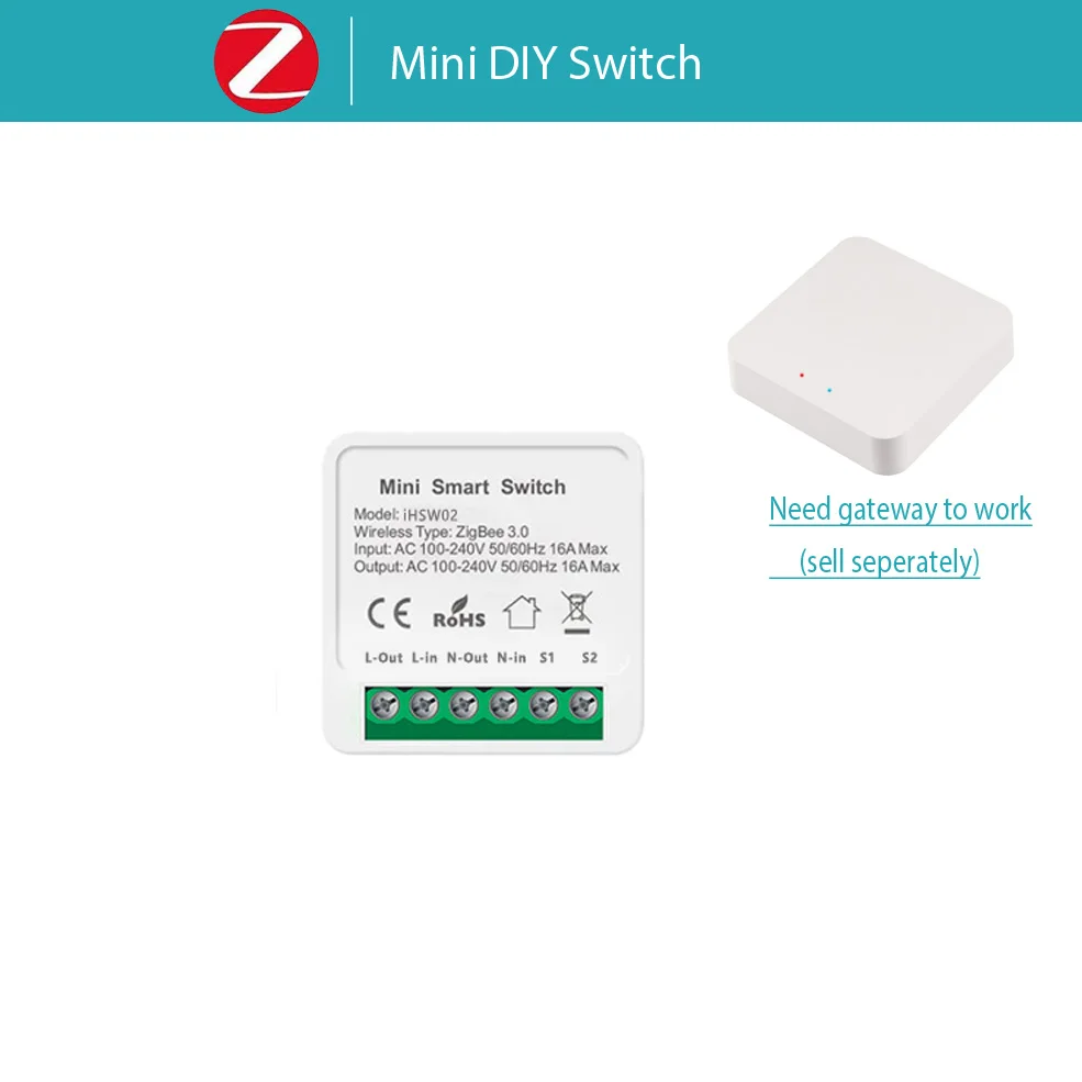 Zigbee 3.0 Mini Smart DIY Schakelaar 2-weg 1/2-kanaals besturing Smart Home Relais Automatisering Schakelaar Werkt met Tuya Alexa Google Home