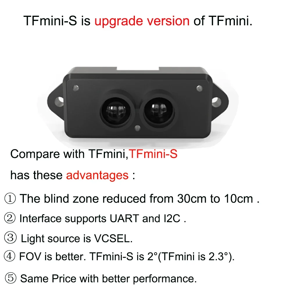 Imagem -02 - Lidar Range Finder Módulo de Sensor Tof Ponto Único Micro Variando para Arduino Pixhawk Robot Drone Ttfmini-s Uart e Iic 01 a 12m Pcs