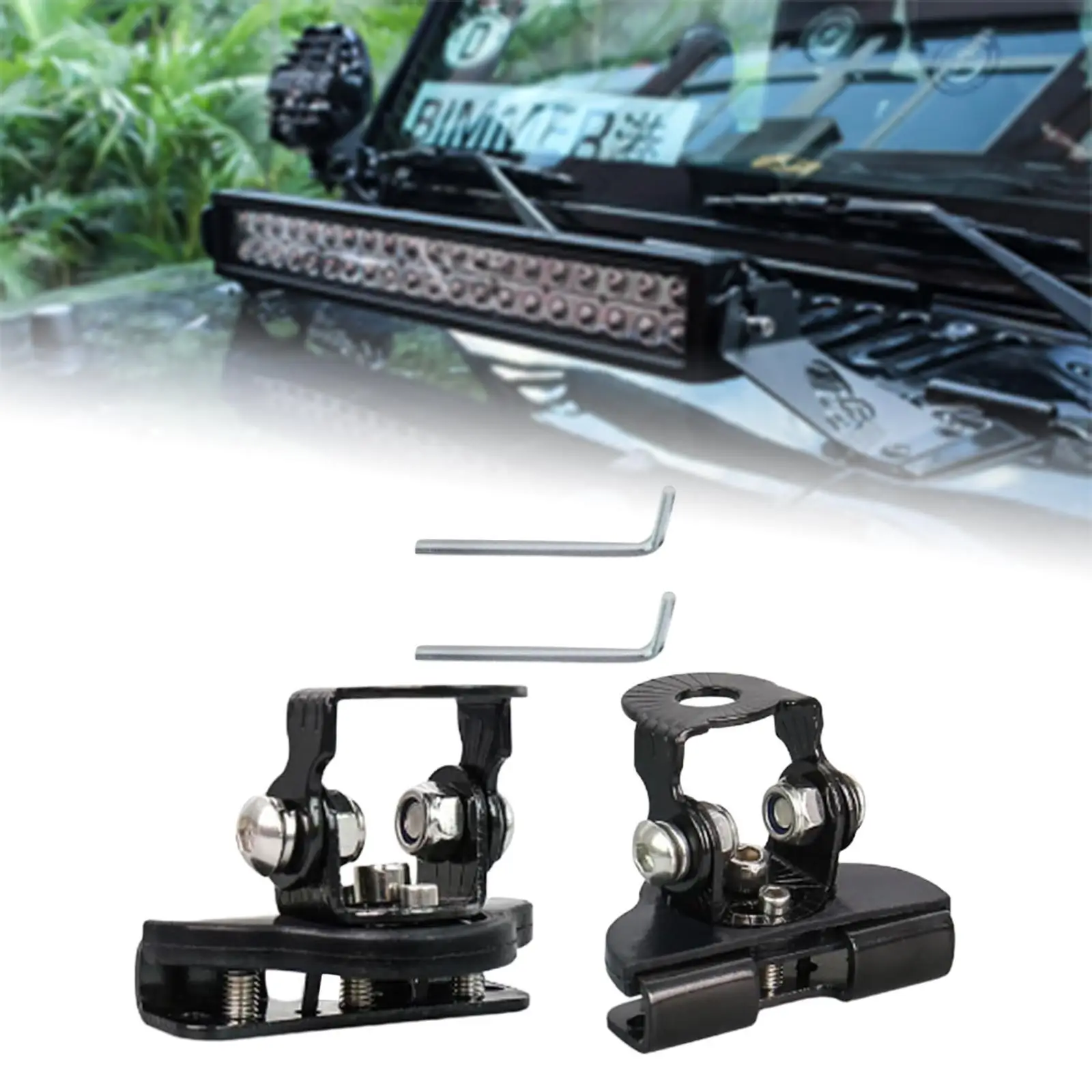 2 Buah Braket Pemasangan Bar Lampu Kap Mobil untuk Atv Utvs Suku Cadang Instalasi Sederhana Kokoh Aksesori Universal Struktur Logam