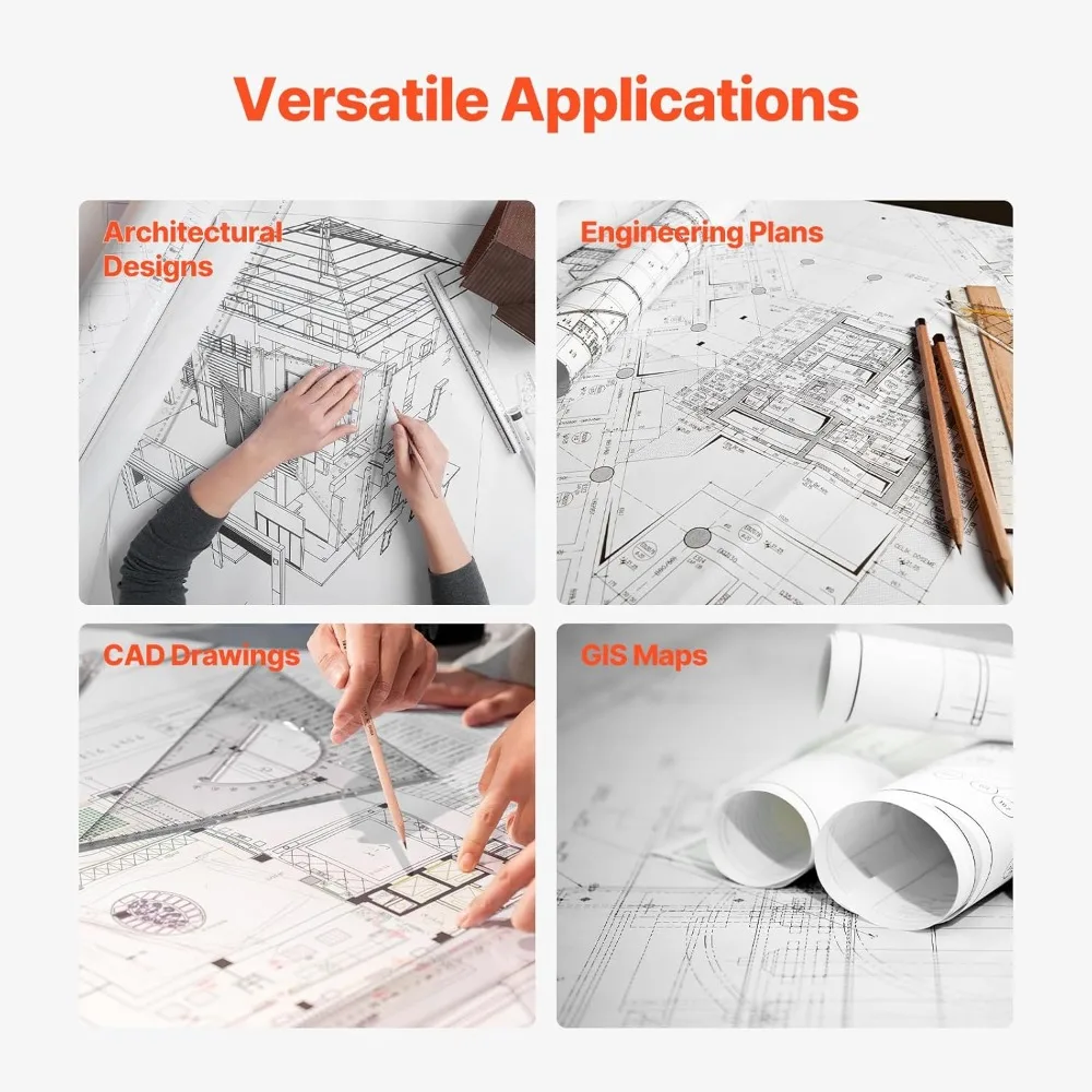 36인치 x 150피트 와이드 포맷 CAD 플로터 용지, 2인치 코어가 있는 4롤, 20LB 본드 용지