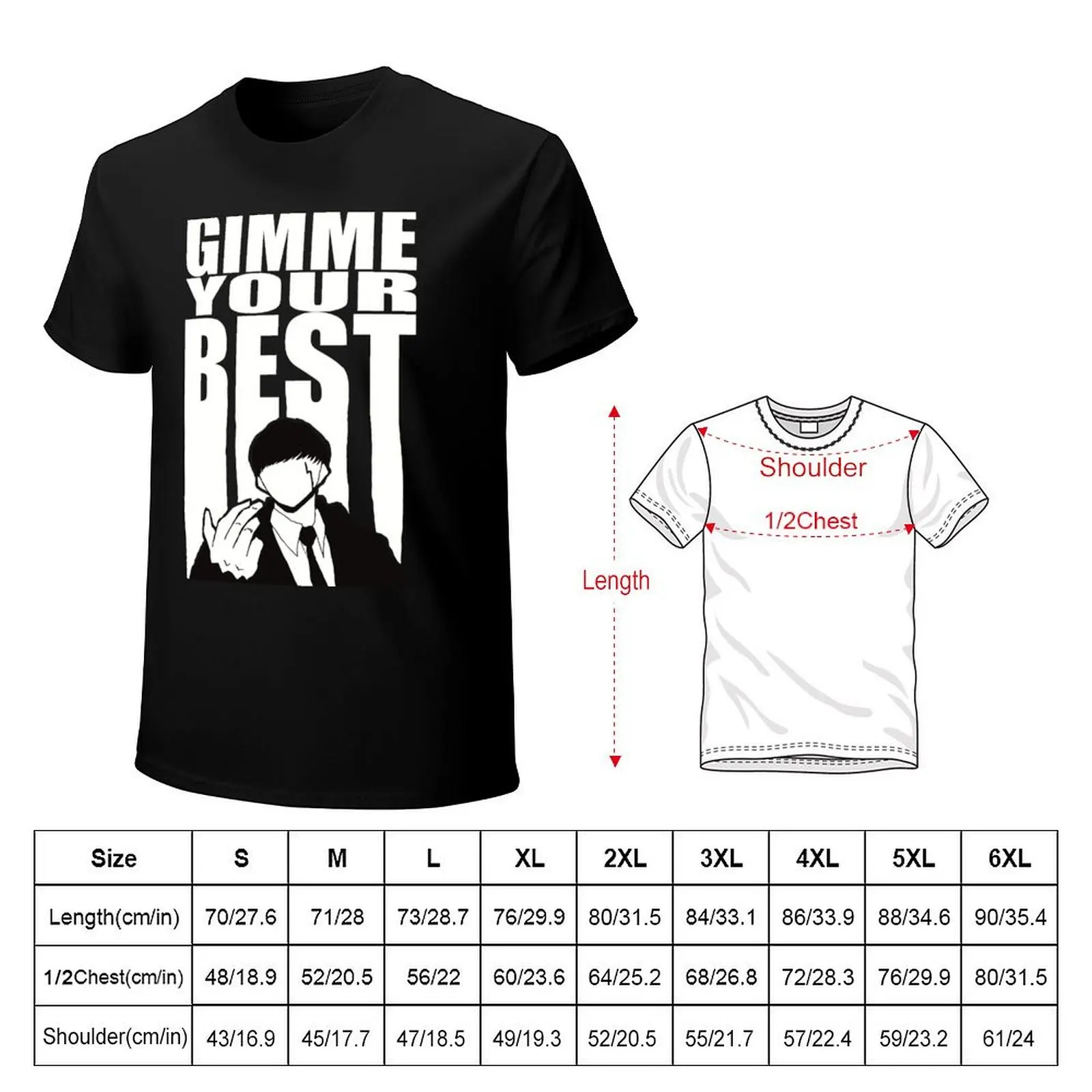 Mashle Mash Best Panel GIMME YOUR BEST Black T-Shirt printed t shirts for man T-Shirt