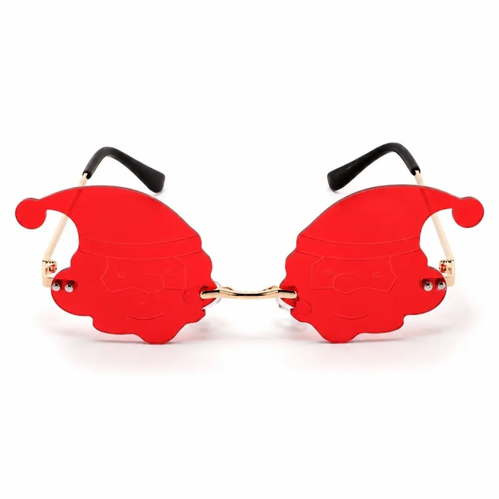 Gafas de sol sin montura con diseño creativo de Papá Noel, ideales como recuerdo para fiestas navideñas, accesorio para fotos festivas, gafas originales para celebrar, gafas de sol para Nochevieja.
