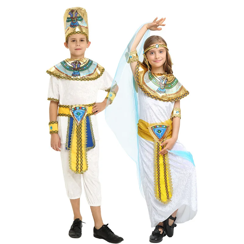 

Egyptian Clothing King of the Nile Cosplay Greek Princess Costume Traditional Ethnic Attire Role Play Outfit for Girls Boys