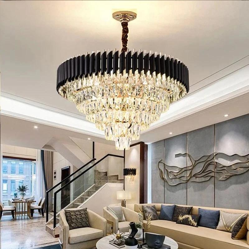 Home Interior Decoration Lustre Luxury Crystal Ceiling Chandelier Modern Villa Restaurant Pendant Light Living Room Loft Hanging