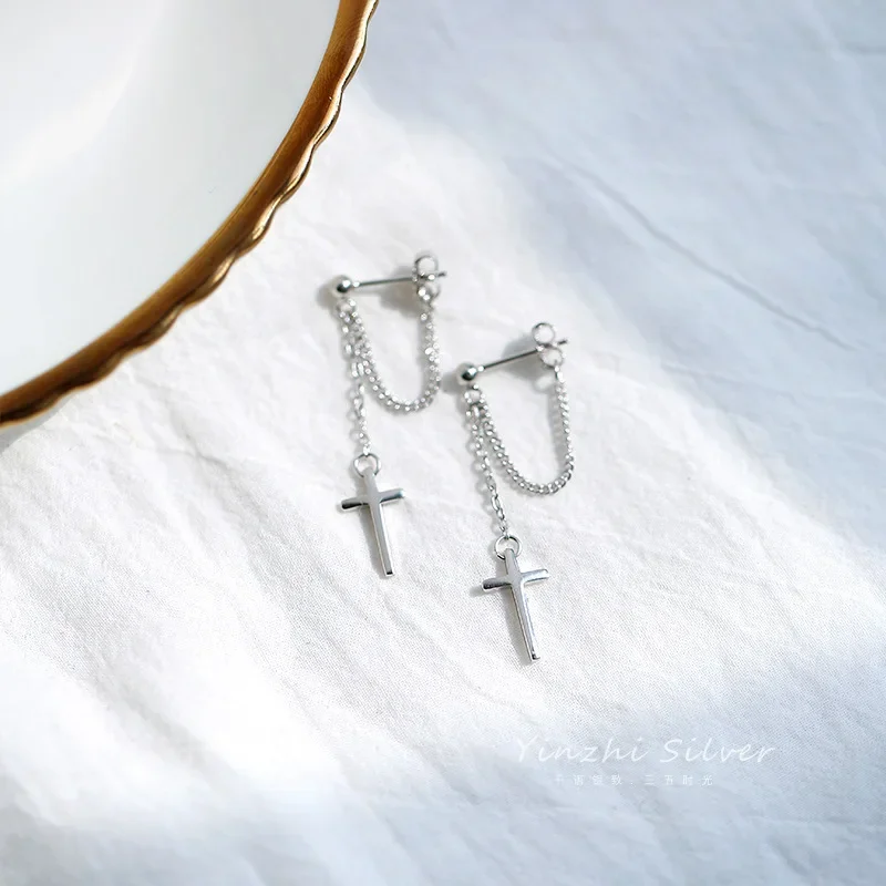 

Серьги-гвоздики из стерлингового серебра 925 пробы с крестом, женские простые модные свадебные украшения, аксессуары