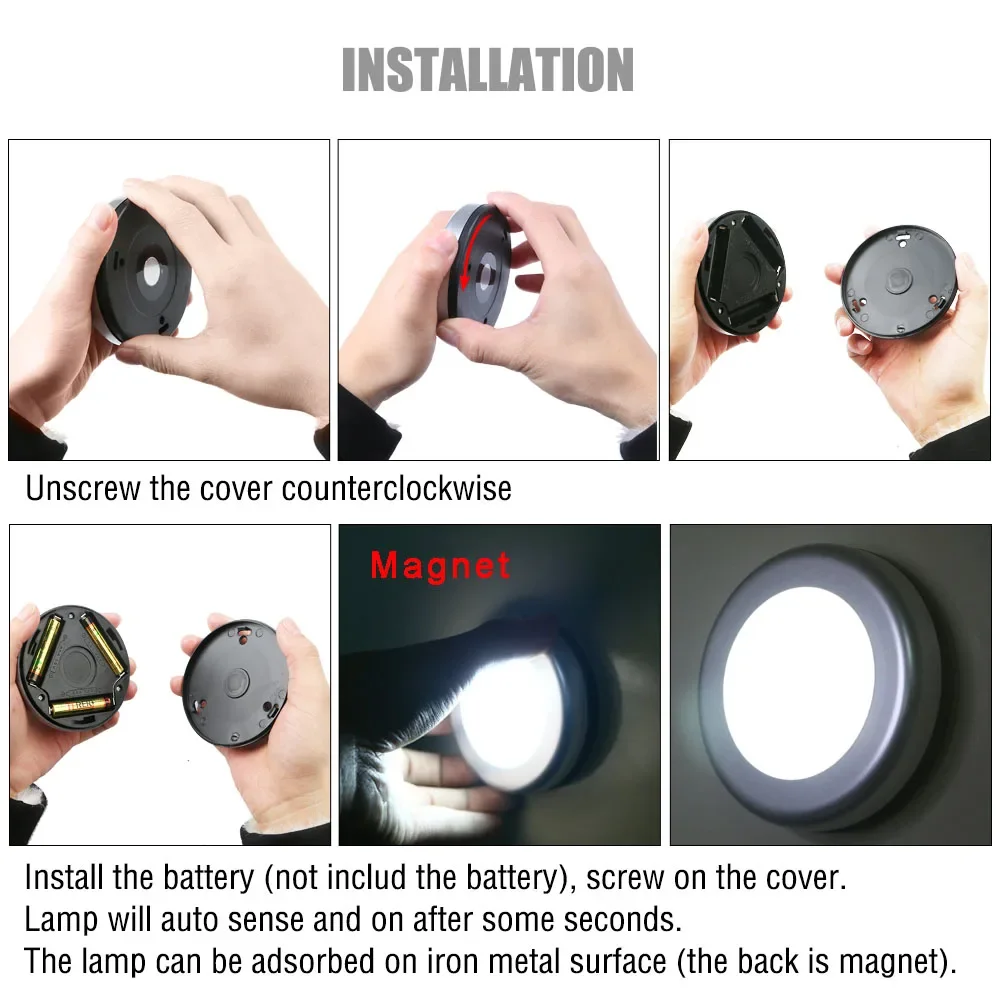 6LED 램프 PIR 모션 센서 야간 조명, 모션 활성화 벽 조명 유도 램프 휴대용 야간 조명 옷장 복도 램프, 3 개