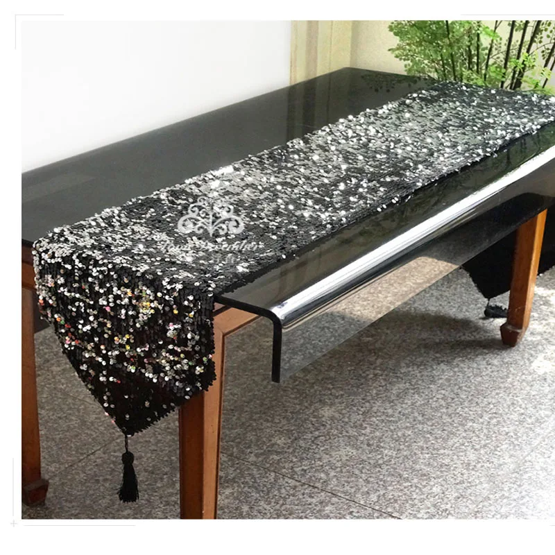 Luxury Sequin Black Patchwork Runner Runner Table Mat, 30*200cm, Fashion, Beauty, Europe, New, Wholesale, MF318