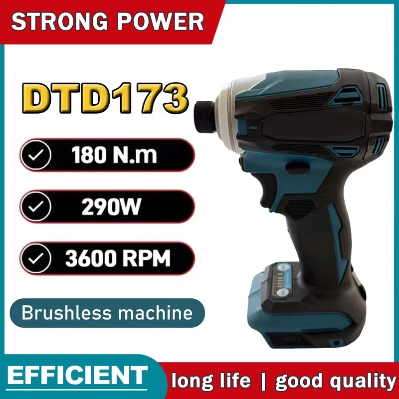

Аккумуляторный ударный шуруповерт Makita 18В DTD173, 1800 об/мин, 180 Нм, бесщеточный двигатель, электрическая дрель для дерева/болтов/режим T