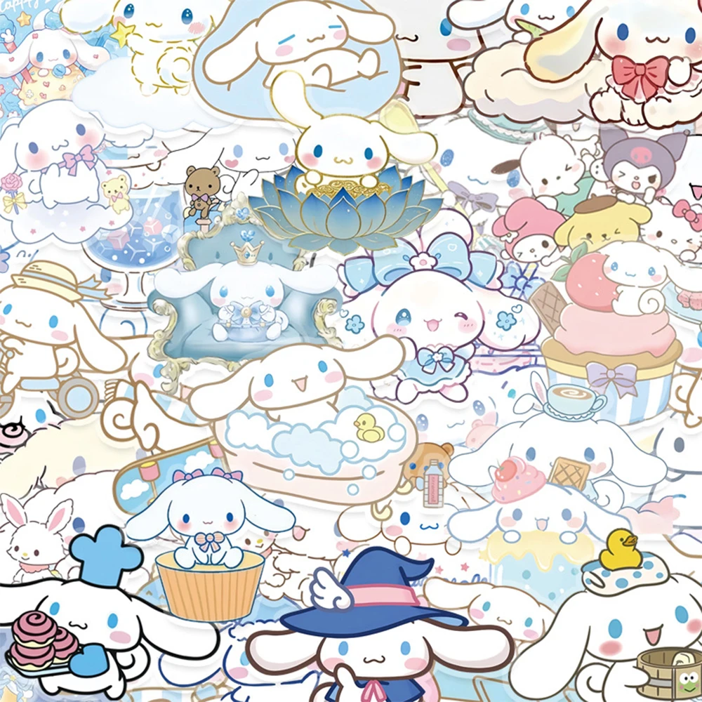 

10/30/50pcs Transparent Cartoon Sanrio Cinnamoroll Stickers Waterproof DIY Phone Case Notebook Stationery Cute Decals Kids Toy