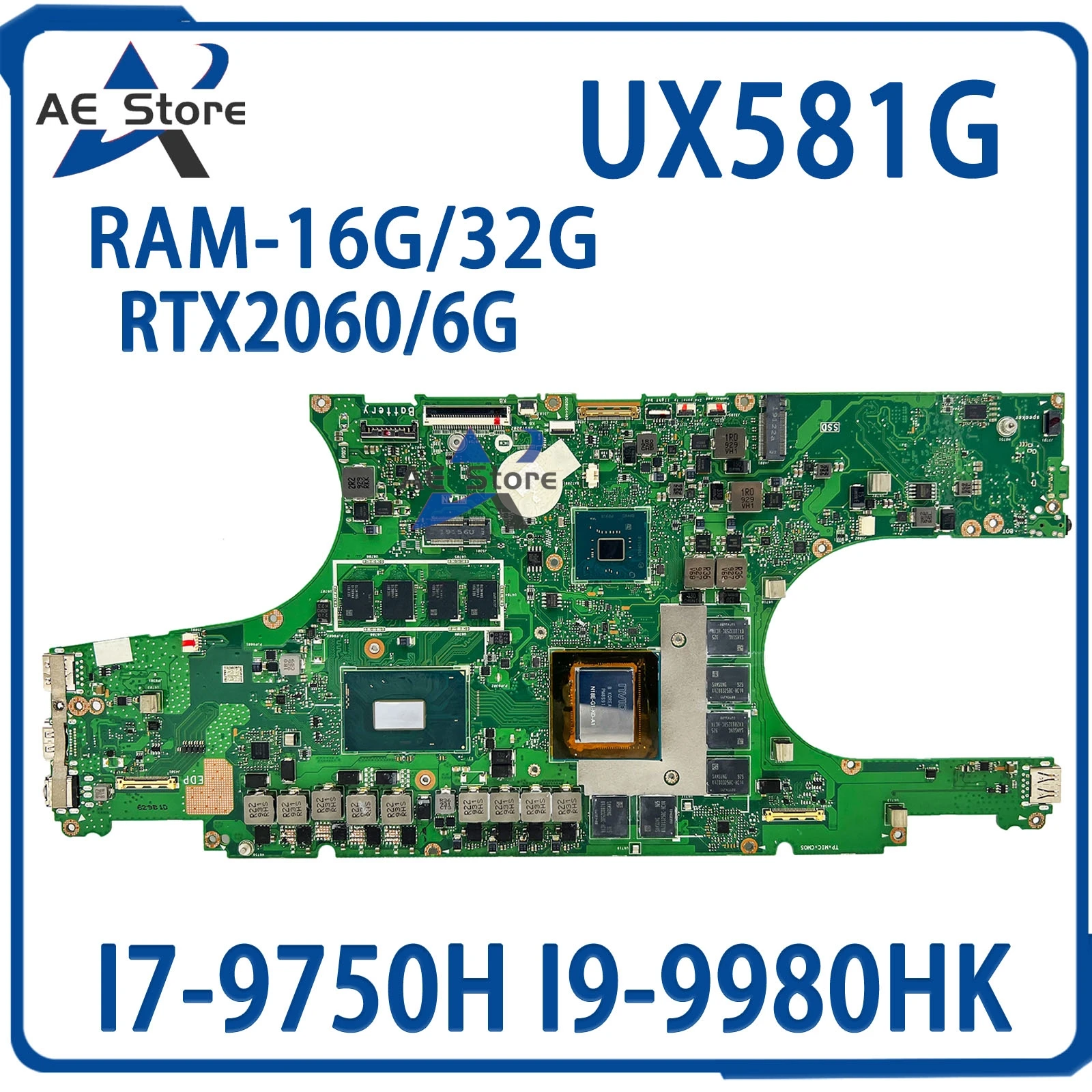 

UX581G Mainboard For ASUS Zenbook Pro Duo UX581 UX581GV Laptop Motherboard I7-9750H I9-9980HK RTX2060/6G 16G/32G-RAM