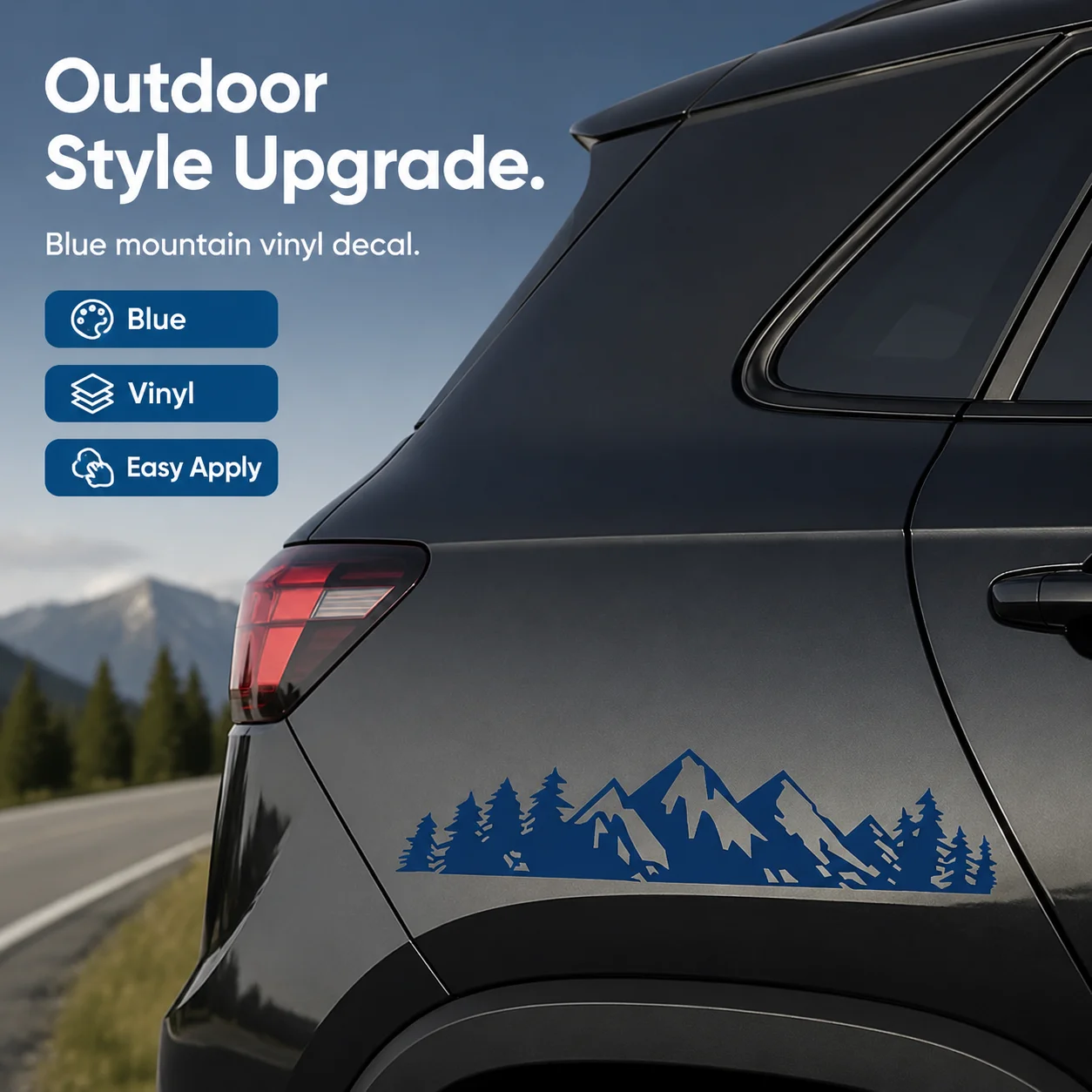 Creative Mountain Tree Car Sticker, Decorative Peel & Stick Decal for Cars, DIY Outdoor Decoration, Perfect for Suvs and Pickups