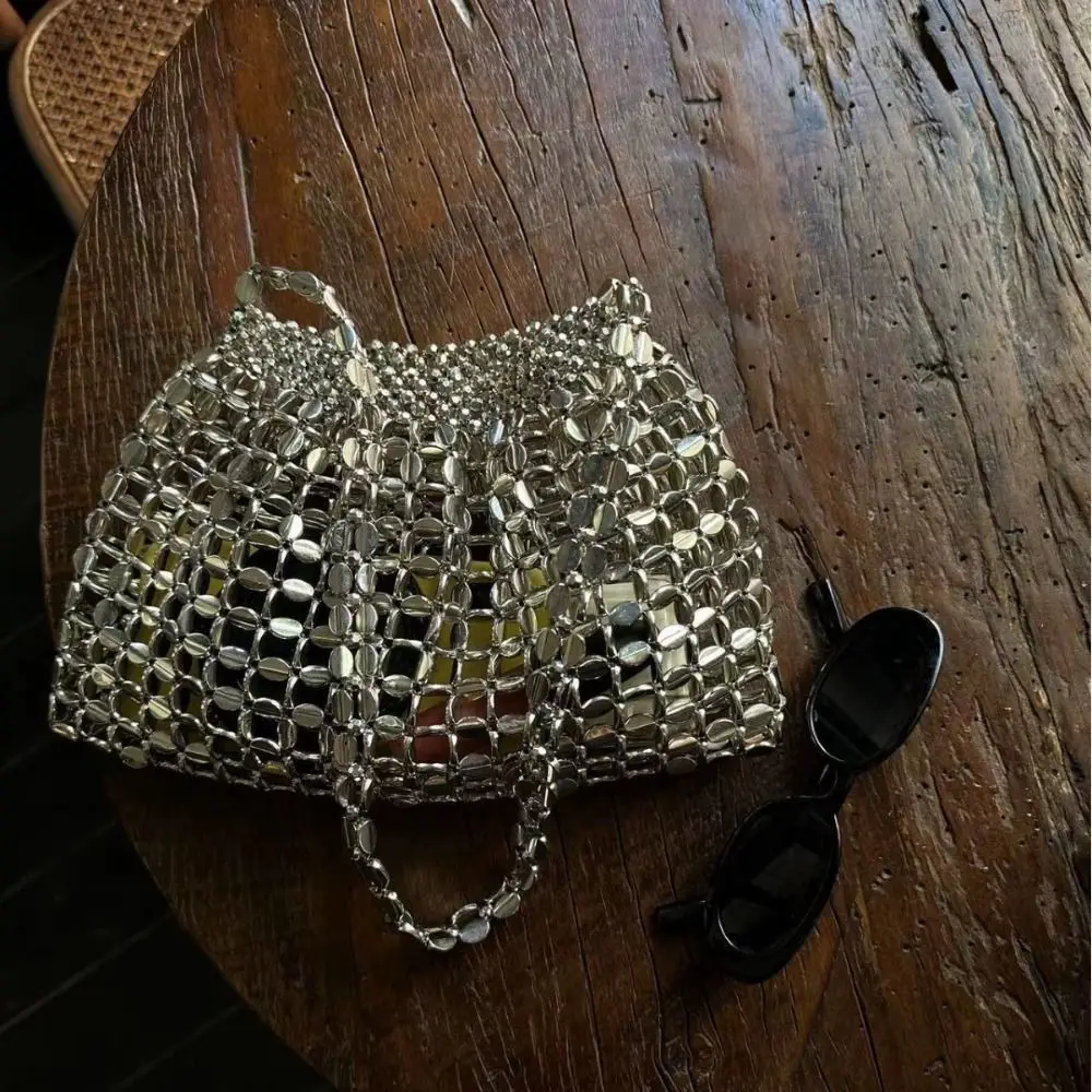 

Elegant Sequin Evening Banquet Bag Temperament Mini Glitter Shoulder Bag Small Purse Underarm Bag Silver Shiny Bag Party