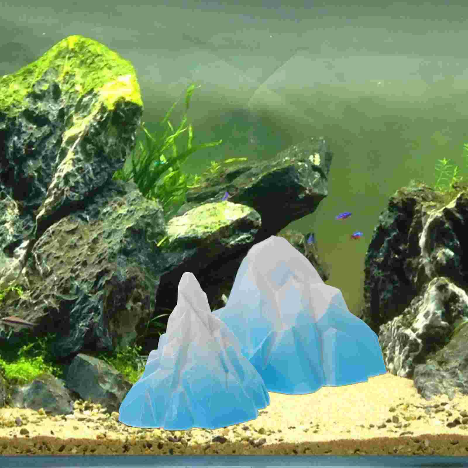 2 Pcs Simulated Iceberg Decoration Miniature Floeberg Toy Statue Figurine Decorative Pvc Ornament Bride