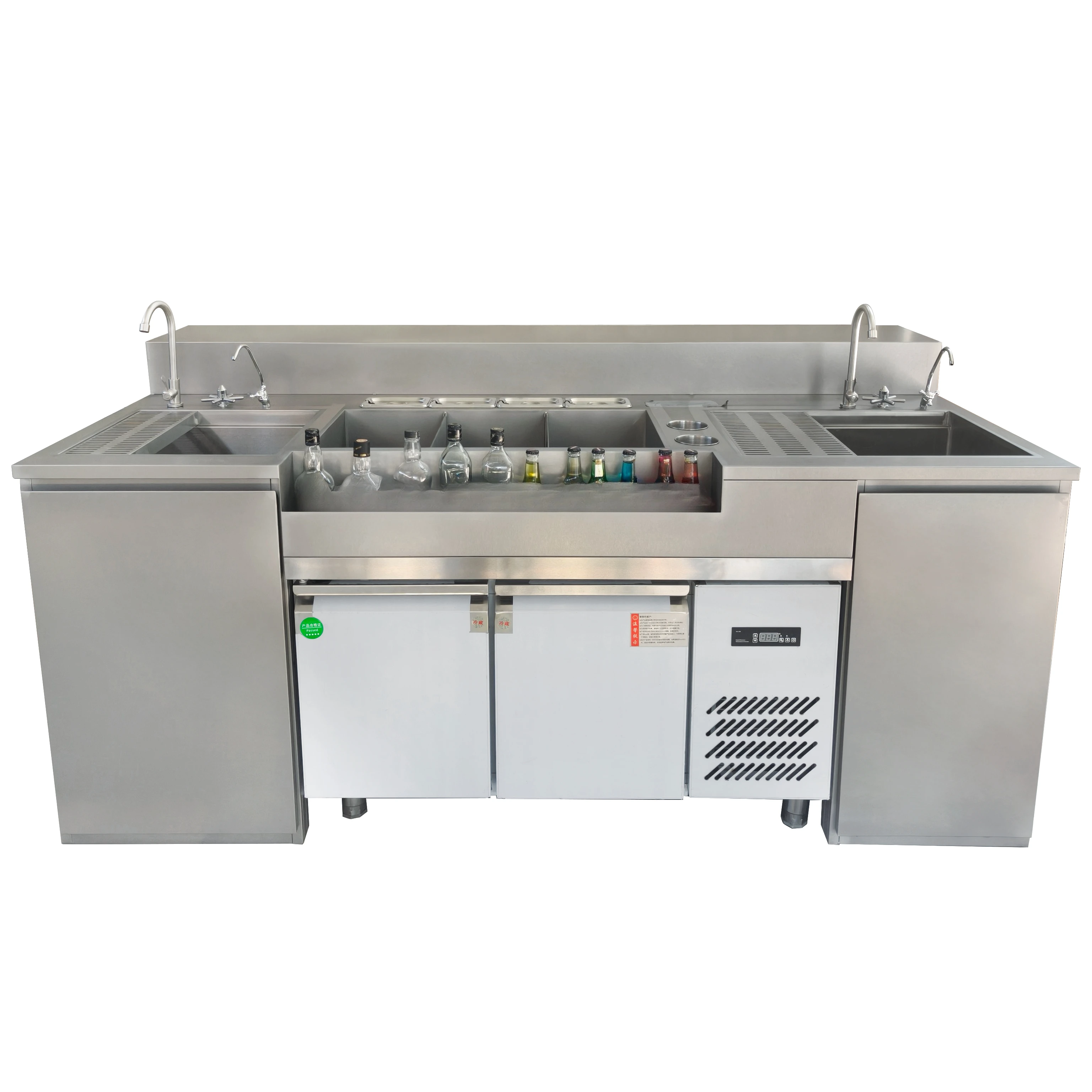 Stylish Honeycomb Countertop Custom Stainless Steel Electric 1500W Cocktail Bar with Curved Design for Luxury Commercial Bars