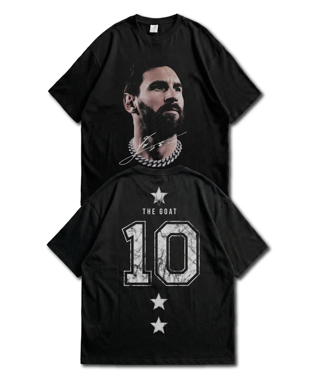 Messi 10 The Goat Signature Graphic T Shirt Black Football Legend Fan Tee Men Women Oversized Streetwear Gift