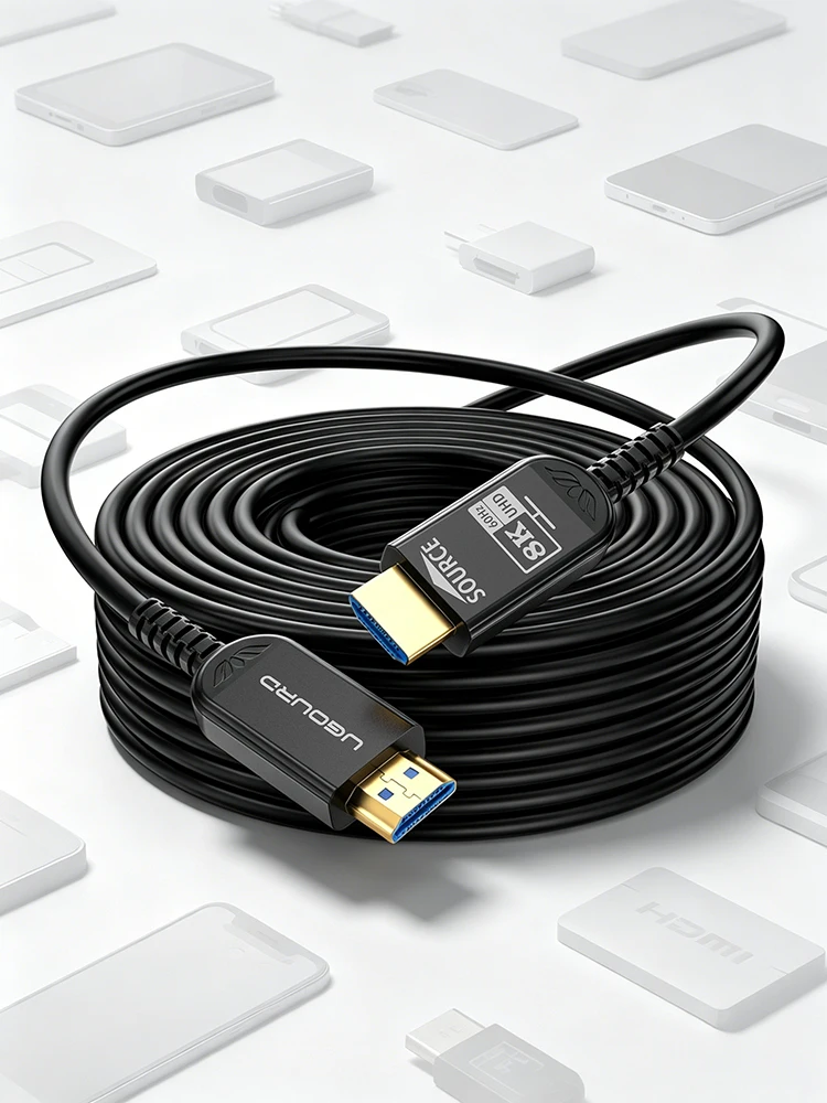UGOURD Kabel światłowodowy HDMI 2.1 Aktywny Optyczny AOC HDMI Przez Światłowód 8K60Hz 4K 120Hz Daleki Zasięg 7.5m - 20m 30m 50m 100m — 2