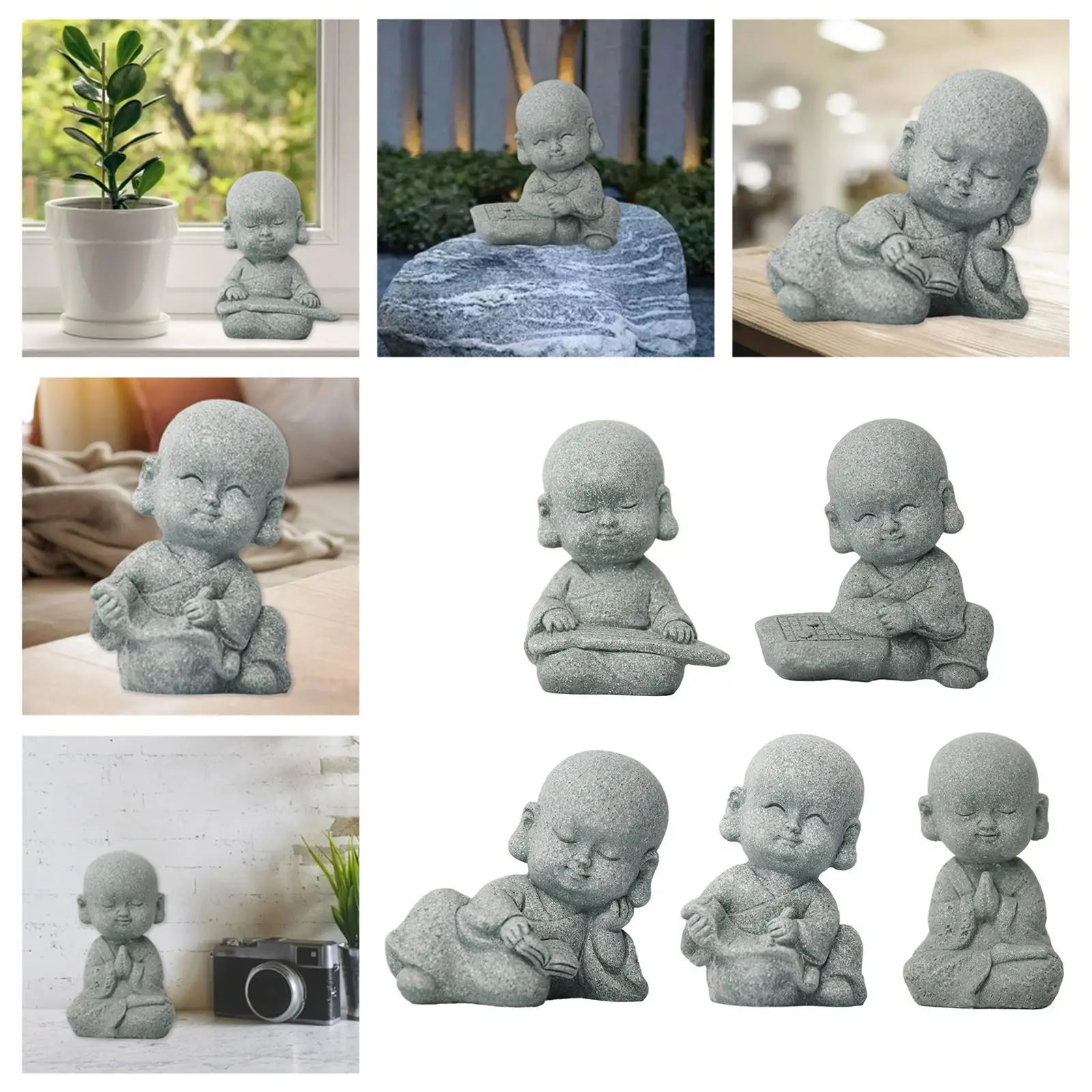 Buddha Statue Figurine Resin Chinese Figure Sculptures Accessories Buddha Statue for Desktop Ornaments Gifts