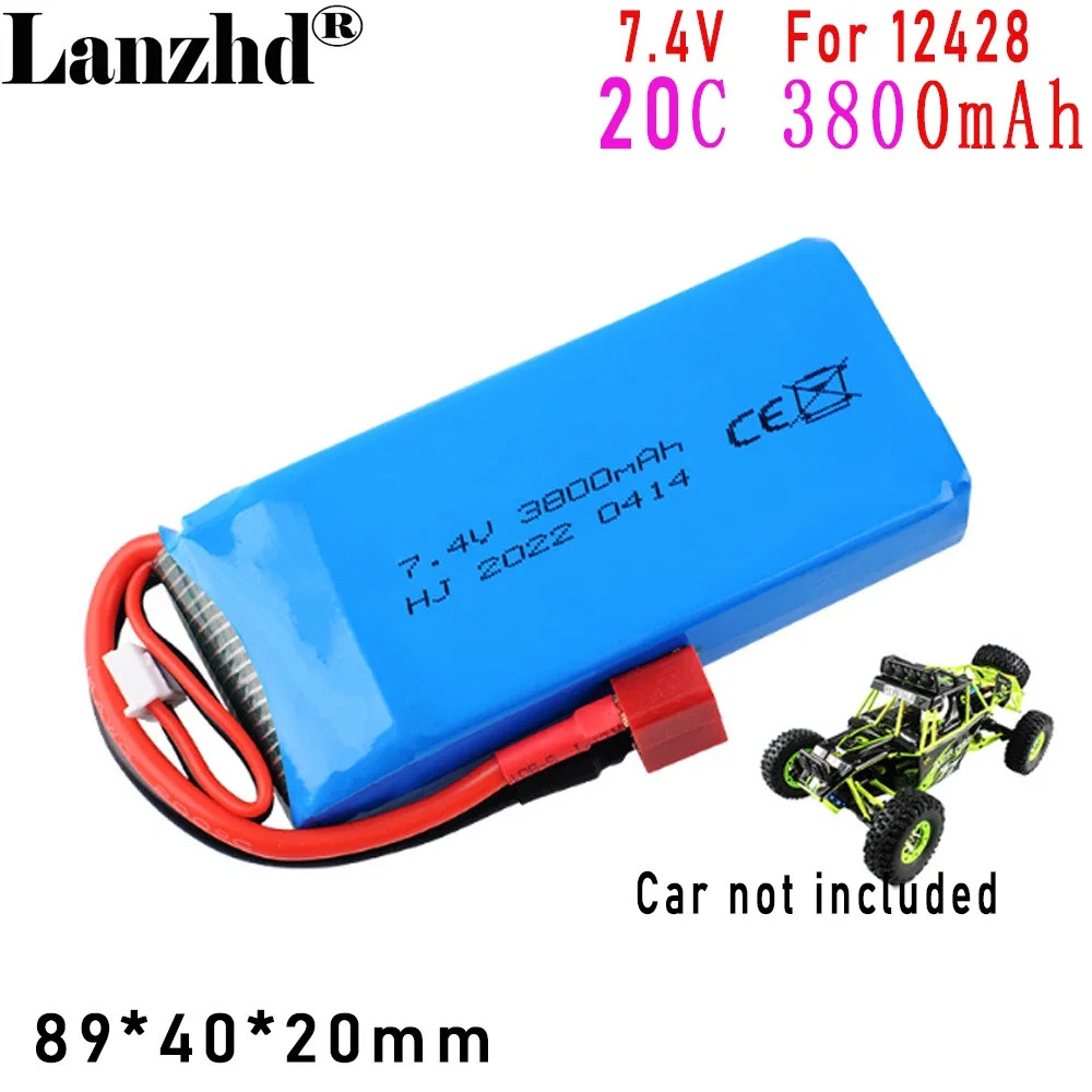 Li batteries 7.4V 3800mAh 25C 2S LiPo Battery for  Wltoys 144001 124018 124019  RC Car Battery Upgrades lithium Battery