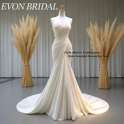 EVON BRIDAL 인어 웨딩 드레스, 2024 신부 소프트 새틴 플리츠 신부 파티 가운, 연인 백리스, 맞춤 제작 인어 웨딩드레스2024 신부 유연 단면 주름 신부 파티 드레스 달콤 노출 등웨딩 스냅용 드레스 사용자 정의 인어 웨딩드레스 2024 신부 소프트 새틴 주름 웨딩드레스