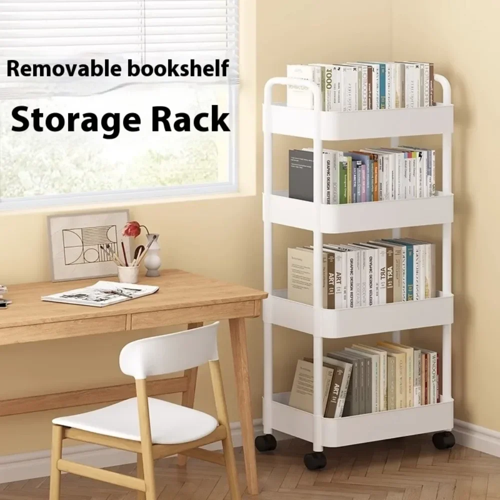 Trolley Mobile Kitchen Trolley Organizer With Wheels Gap Mobile Bookshelf Trolley Household Snacks StorageRack，Bookshelf Storage image 3