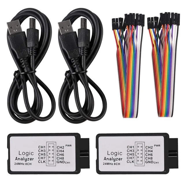 2 zestawy analizator stanów logicznych USB 24MHz 8 kanałów 24M/sekundy analizator logiczny Debugger dla ramienia FPGA Logic Analyzer Logic 24M 8CH