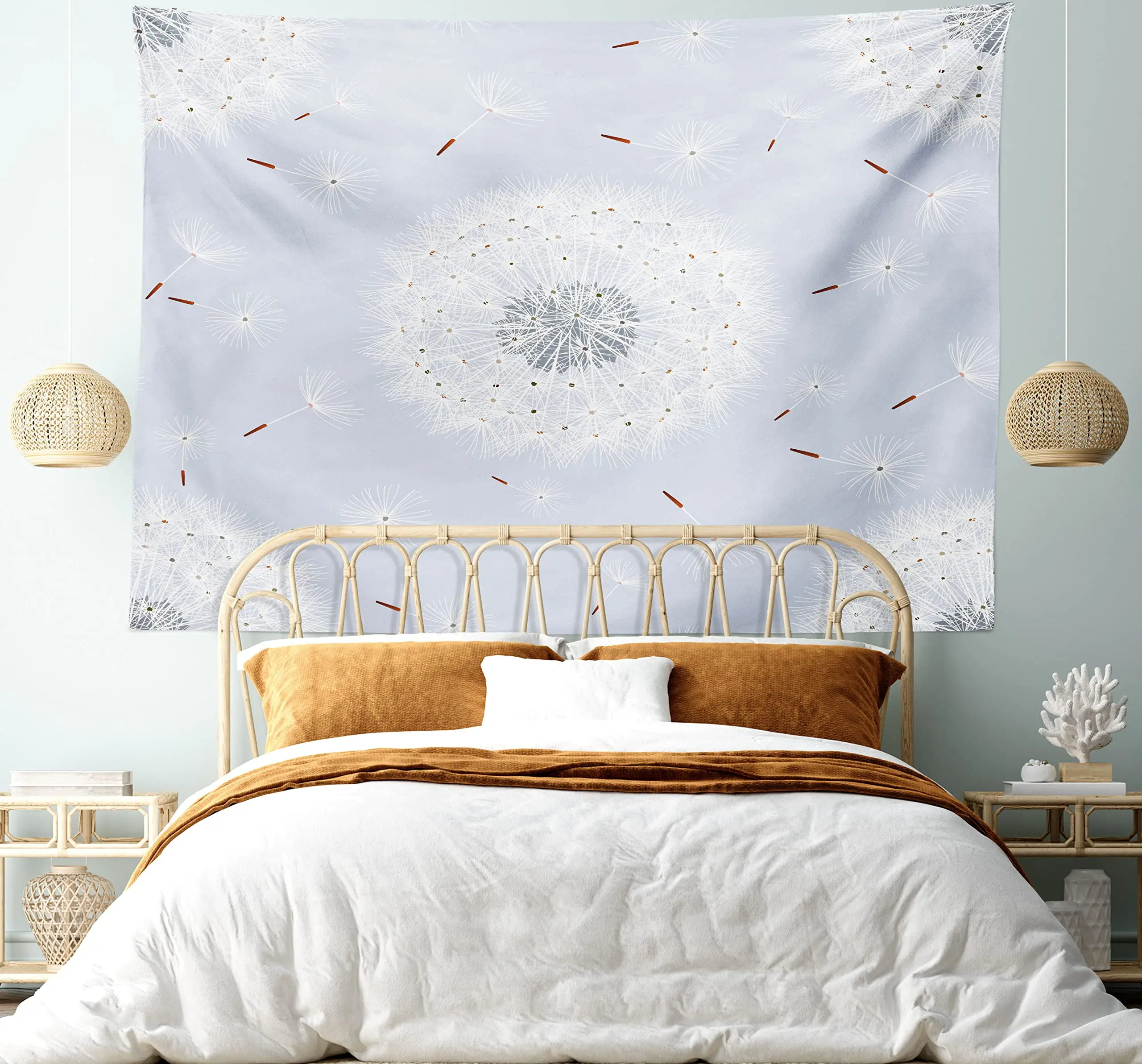 Dandelion Tapestry Blowing In The Wind on Spring Pollination Theme Tapestry Wall Hanging Decor for Bedroom Home Living Room Dorm