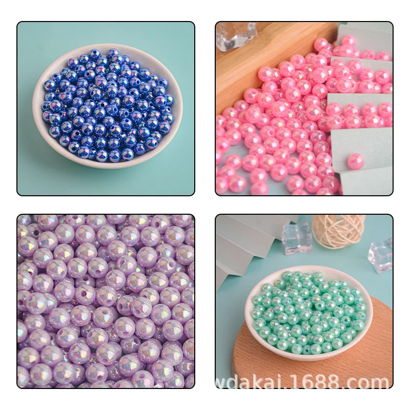 Acrylic Beads For Jewelry Making Macaron Solid Color Ab Color Beads Round Beads Diy Bead Making Handmade Plastic Loose Beads