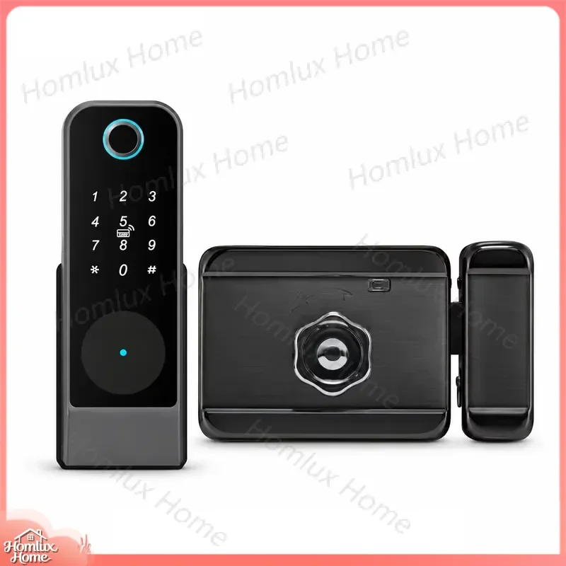 Outdoor Waterproof RFID Keyless Smart Door Lock with WiFi Fingerprint Tuya Smart Home Compatible Rim Lock for Front Door