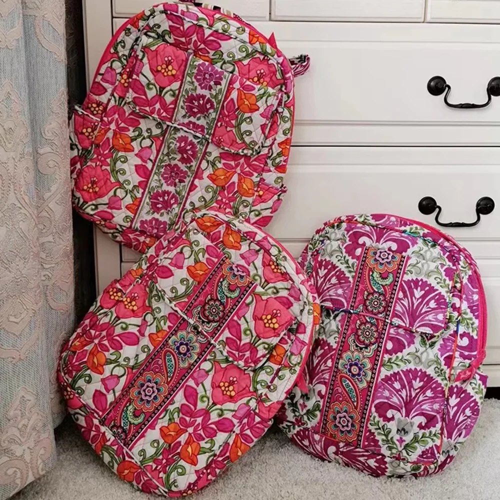 VB pure cotton color matching printed backpack travel lightweight small backpack