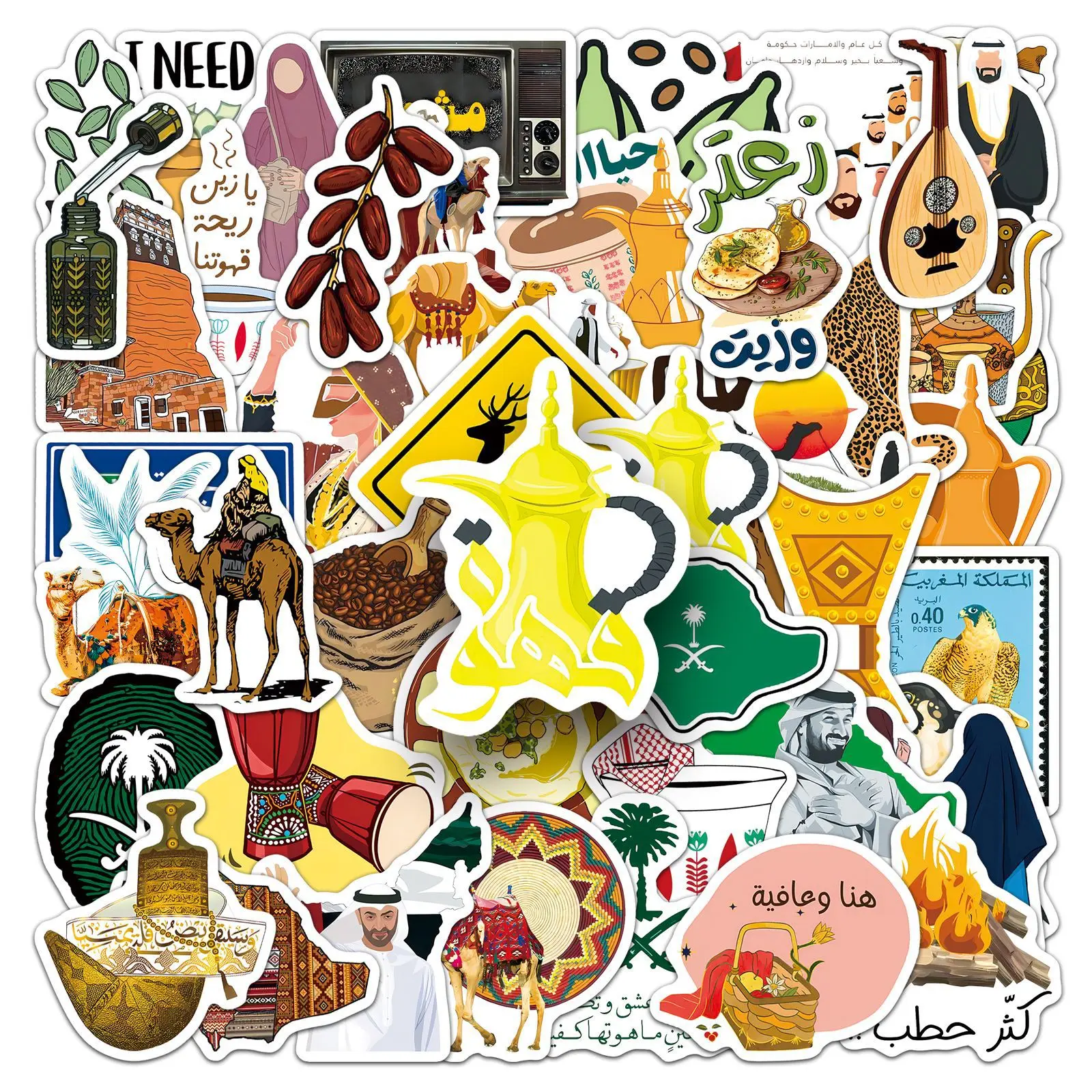 

50Pcs Arabic style sticker DIY cartoon Decoratio phone Luggage Laptop Guitar Bike Skateboard fridge helmet waterpro Kid Toy gift