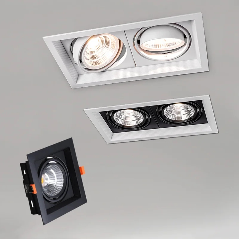 

Встроенный квадратный светодиодный потолочный светильник с затемнением, решетка COB, 7 Вт, 12 Вт, 20 Вт, 36 Вт, потолочный светильник, регулируемый угол наклона, прожектор для внутреннего освещения