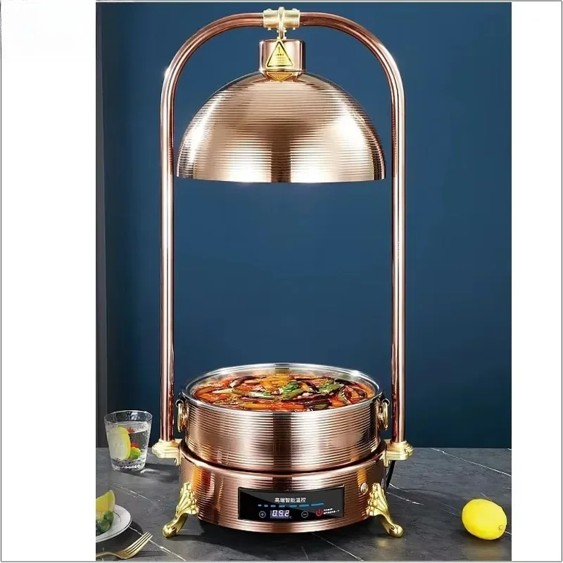 Luxury rose gold hot pot food warmer incubator set five-star hotel self-catering 5L stainless steel copper hanging design