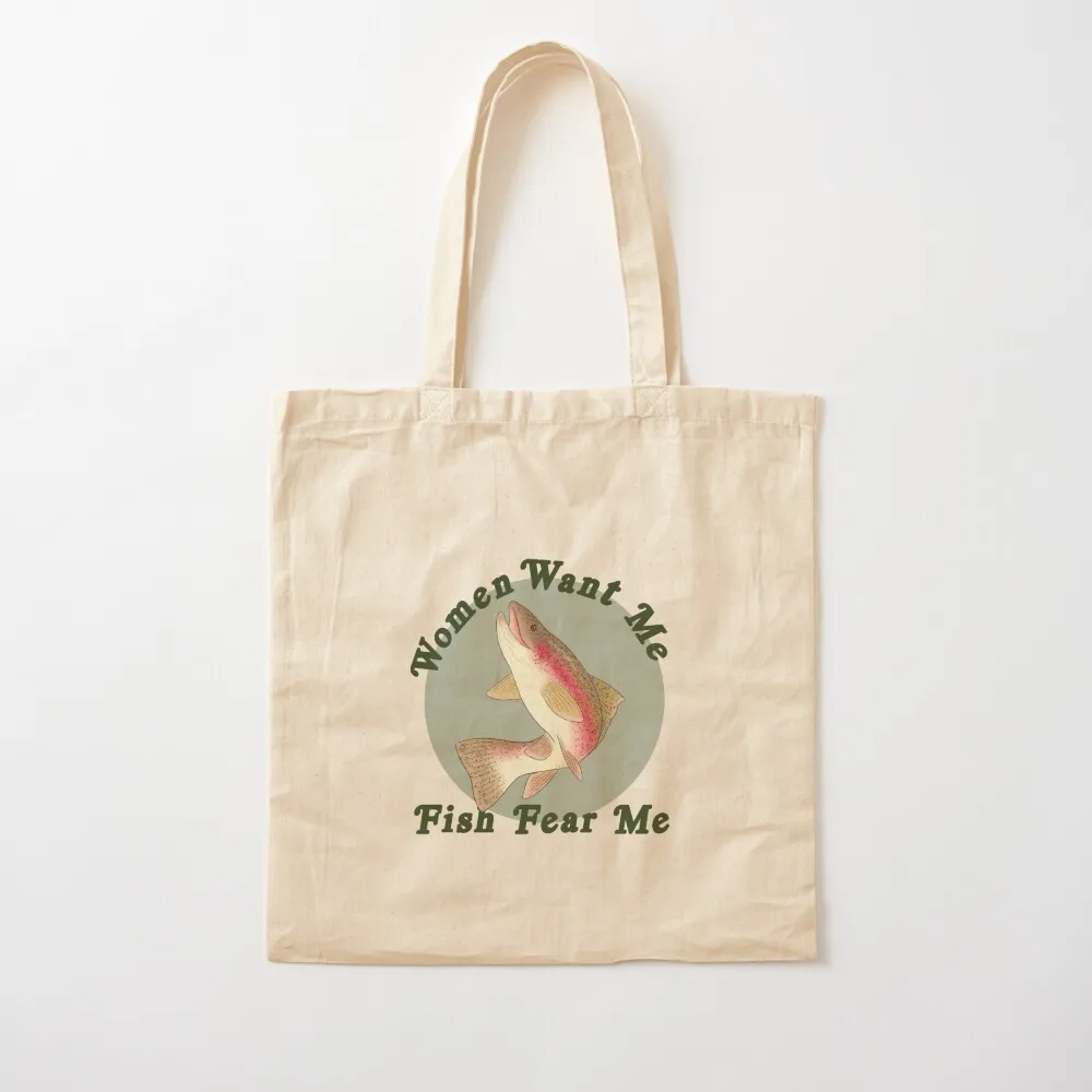 Women Want Me, Fish Fear Me Tote Bag large tote the Canvas Canvas