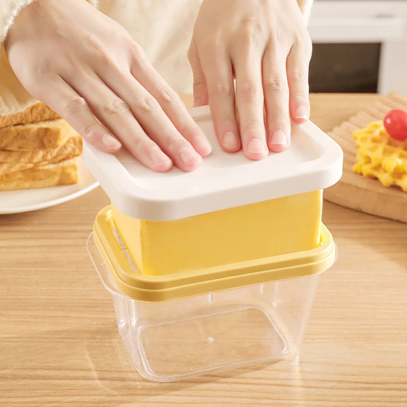 Refrigerator Butter Box With Lid Slicer Case Cheese Cutting Fridge Sealed Storage Container Rectangular Tray Kitchen Tool Gadget