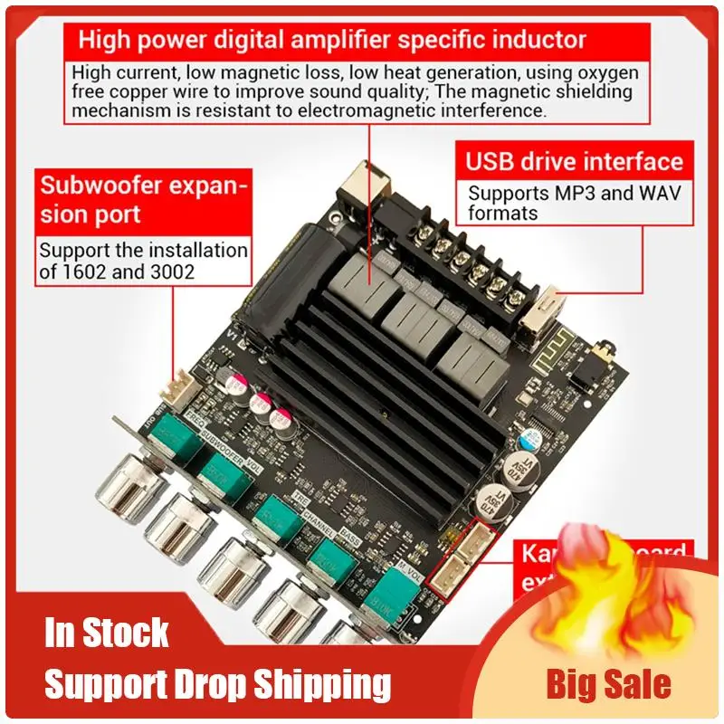 Top Deals ZK-ST21 Bluetooth Power Amplifier Board 2.1 Channel 2X100w+200W Subwoofer TPA3221 Digital Amplifier Module With Case R