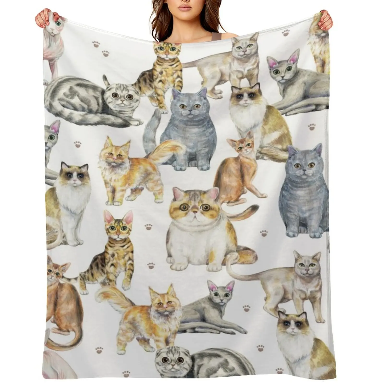 

Cats Collage Throw Blanket Hair Vintage Furry Beach Blankets